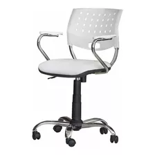 Silla De Escritorio Jmi Greta Giratoria Cromada Ergonómica Blanca