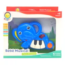 Chocalho Musical Piano Divertido Cavalinho Girafa Kitstar Cor Elefante Azul