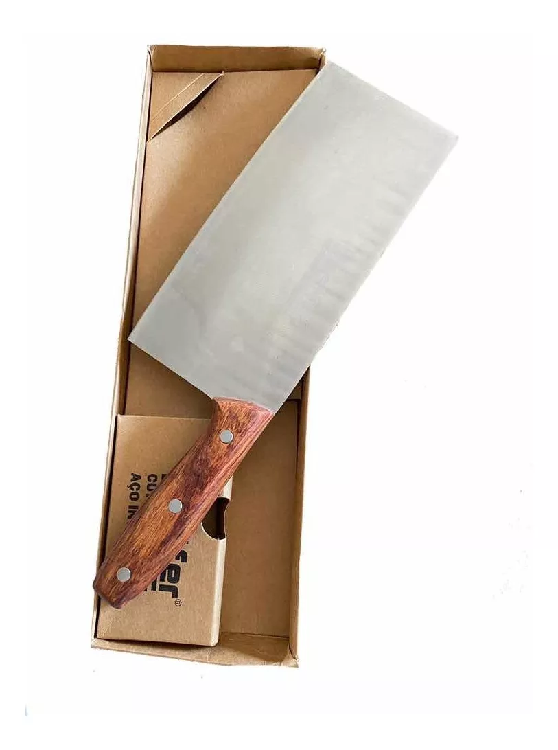Cutelo Chef Em Aço Inox Lâmina 20cm Full Tang Afiadíssimo