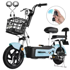 U1s Bicicleta Eléctrica Para Adultos Con Dos Asientos, Honeywhale Bicimoto Eléctrica Con Alarma, Pontencia Máxima 650w, Velocidad Máxima 31km/h, Autonomía 60-65km, Batería 20ah, Color Azul