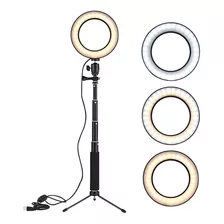 Lámpara Luz Anillo Selfie Maquillaje Trípode Usb Led