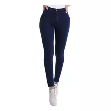 Jeans Elastizado Chupín Tiro Alto Mujer Azul