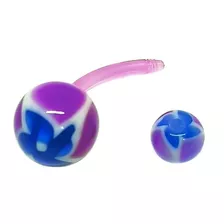 Piercing De Umbigo Roxo E Azul De Silicone 5 Peças