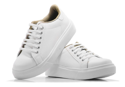 Zapato Zapatilla Mujer Blanca Sneaker Urbana Plataforma Moda