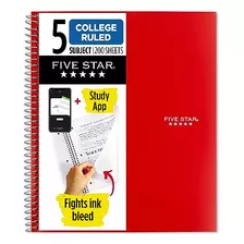 Spiral Notebook + Study App, 5 Subject, College Ruled P...