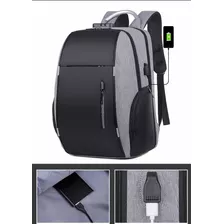 Mochila Escolar Antirrobo Bolsa Impermeable Laptop Carga Usb Color Negro A Diseño De La Tela Poliéster