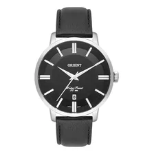 Relogio Orient Masculino Prata Preto Pulseira De Couro