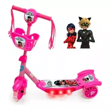 Patinete Infantil Musical Miraculous 3 Rodas C/ Luzes