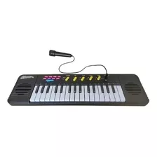 Teclado Infantil Com Microfone Brinquedo Musical Resistente Cor Preto 110v/220v