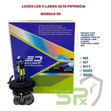 Luces Led X8 H4 H7 H11 9005 9006 De 8 Lados Alta Potencia