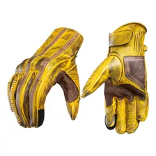 Guantes De Cuero Para Moto Café Efecto Vintage Espectacular