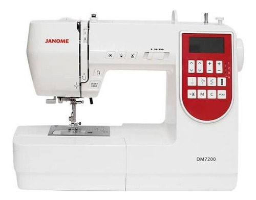 Máquina De Costura Reta Janome Dm7200 Portátil Branca E Vermelha 110v/220v