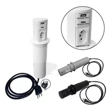 Torre Tomada Automática Embutir Mesa Bancada Totem 20a Usb Cor Branco