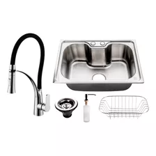 Cuba Inox C/ Torneira Flexível Gourmet Cozinha Monocomando