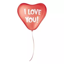 Balão Coração Decorado I Love You Vermelho Nº 11 - 25 Und