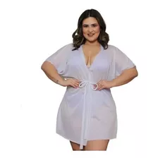 Saída De Praia Feminina Kimono Vestido Plus Curto Canga 