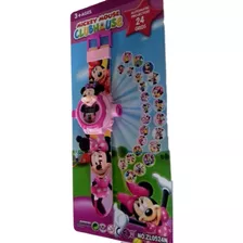 Relógio Minnie Brinquedo Infantil Projetor Imagem Rosa