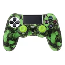 Forro Silicona Protector Control Ps4 + 2 Grips Verde