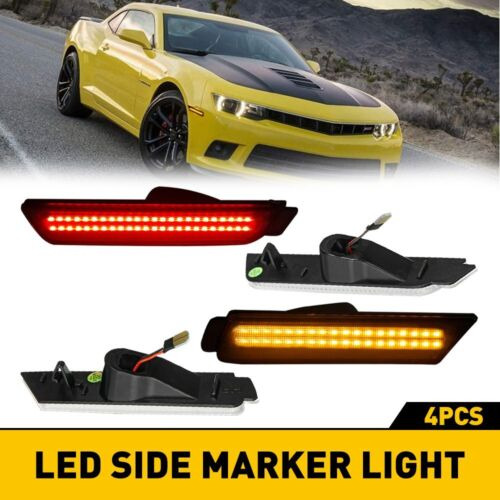 Smoked Led Bumper Marker Side Light For Chevrolet Camaro Aab Foto 10