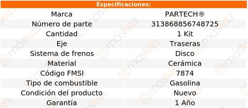 1 Kit Balatas Cermicas Tras Solstice L4 2.4l 06/09 Partech Foto 6