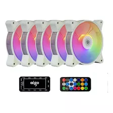 Ventilador Fan Cooler Gamer Aigo Ar12 Argb 5 De 120 Mm Con Controlador Led Blanco