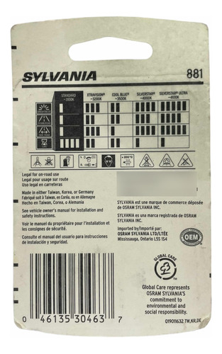 Foco Halgeno Osram Sylvania Oem Std Performance 12v 881 27w Foto 7