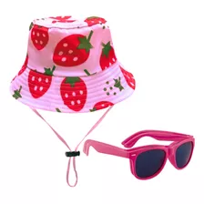 Chapéu Bucket + Oculos Criança Proteção Solar Verão Piscina