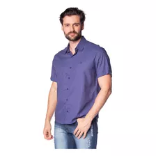 Camisa Masculina Mx72 Manga Curta Viscolinho Marinho