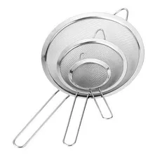 Kit 3 Peneiras Aço Inox Utensílio De Cozinha Polvilhar Coar