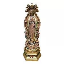 Virgen De Guadalupe Con Angeles Y Adornos 67cm Dorada 