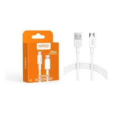 Cabo Kaidi De Carga E Dado Turbo 1 Metro 3a Micro Usb V8 Cor Branco