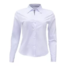 Camisete Camisa Feminino Social Branco Manga Longa Promoção