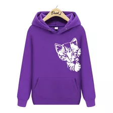 Moleton Feminino Gatinho Blusa De Frio Fofo Gato Cantinho