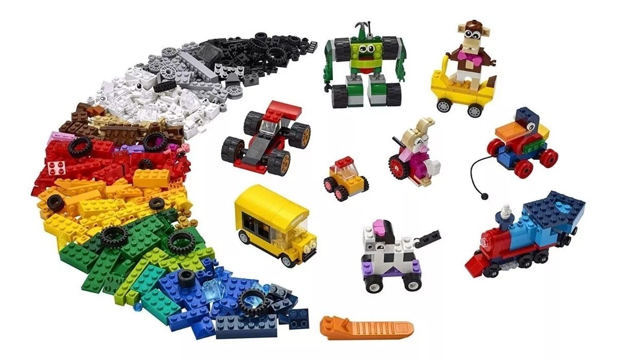 Blocos De Montar Legoclassic Bricks And Wheels 653 Peças Em Caixa