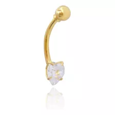 Piercing De Umbigo Em Ouro 18k Coração Zircônia Cor Amarelo