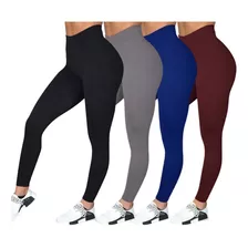 Kit 3 Calça Legging Lisa Leg Feminina Academia Moda Fitness