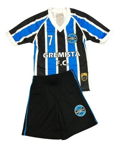 Kit Camiseta + Calção Grêmio Infantil Com Número 