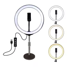 Aro De Luz Led 3 Tonos 33 Cm Con Tripie De 30 Cm