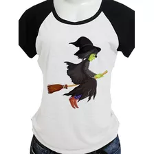 Camiseta Camisa Bruxa Vassoura Halloween Fantasia L1969