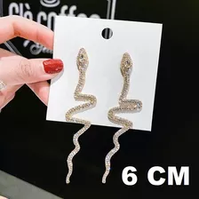 Delicado Maxxi Brinco Dourado Strass Cobra Comprido 6 Cm