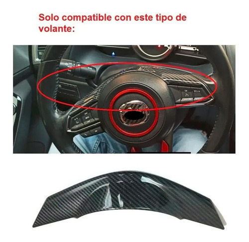 Embellecedor Volante Fibra Carbon Para Mazda 2 3 6 Cx3 17-18 Foto 2