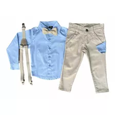 Roupa Calça Camisa Azul Clara Social Festa Infantil Menino