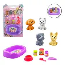 Kit Brinquedo Pet Cachorrinhos Em Miniatura + Acessórios
