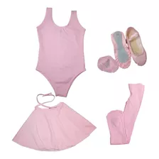 Kit Roupa De Ballet Infantil 5 Itens Rosa