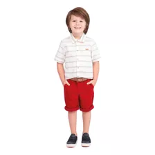 Conjunto Paraiso Infantil Menino Camisa Shorts Sarja Promo