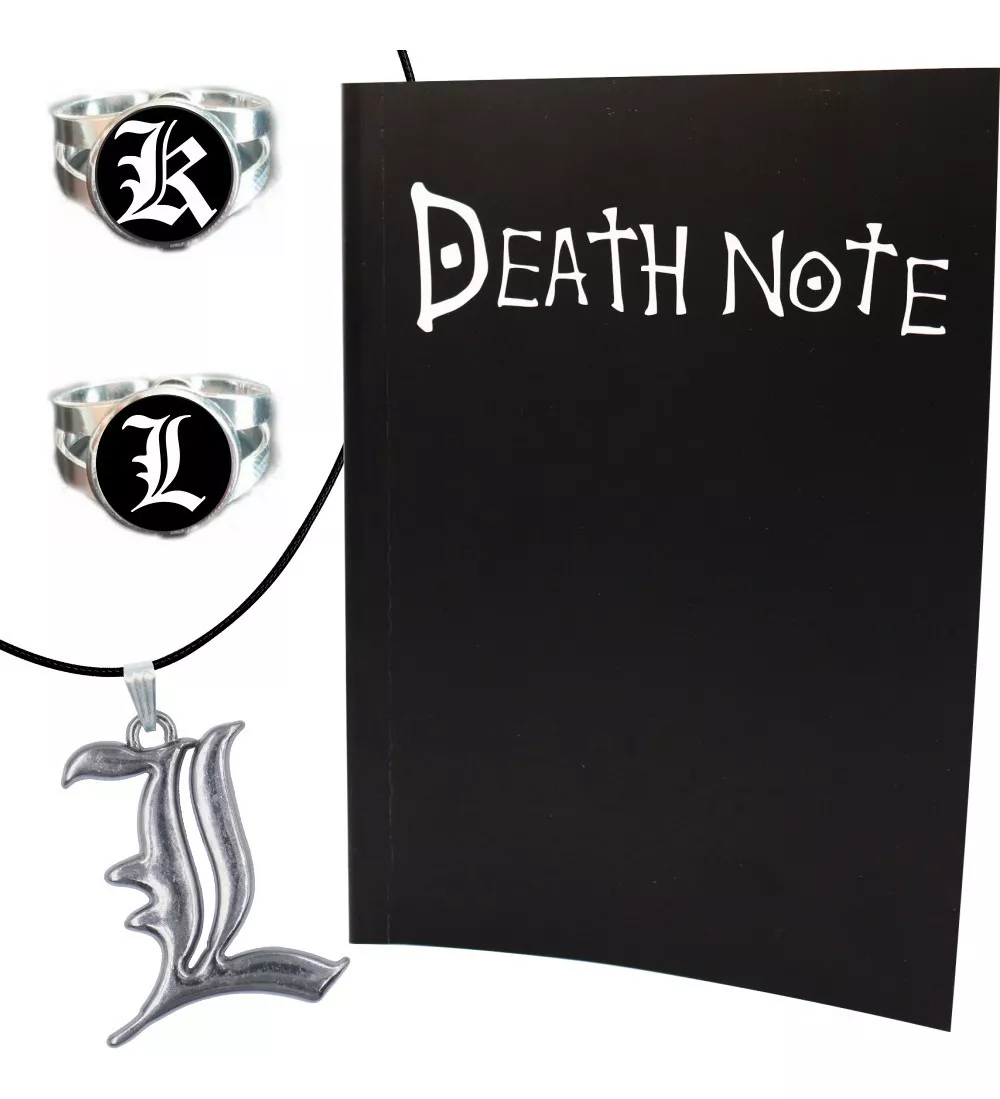 Kit Caderno Morte Death Note L Kira Ryuk Near + Anel + Colar