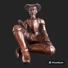 Don Quijote Sentado Figura Yeso Efecto Bronce