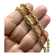 Cordão 4mm Masculino Cadeado Banhado A Ouro 18k + Envio Full