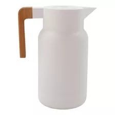 Jarra Termica Recta 1l Plastic Mango Madera Blanco