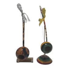 20 Mini Berimbau De Bambú Pintado A Mão, Bahia + Fita Bonfim